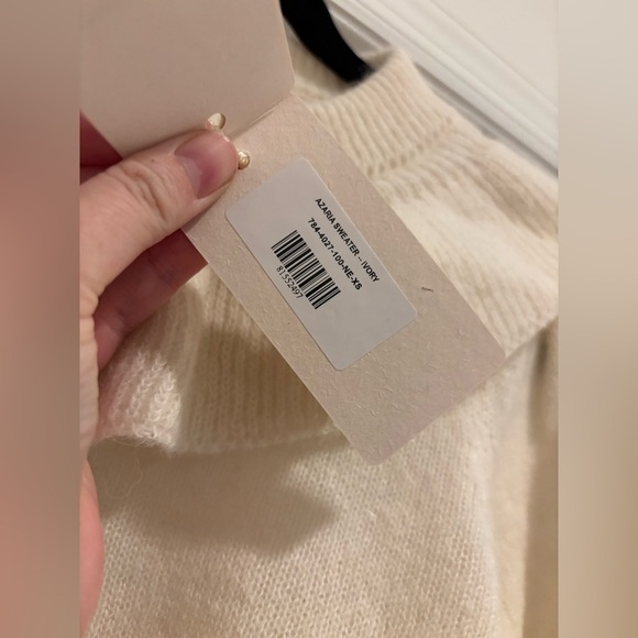 Doen Azaria sweater Ivory Cream baby  Alpalca   Wool Ruffle Collar XS NEW NWT - Picture 6 of 8